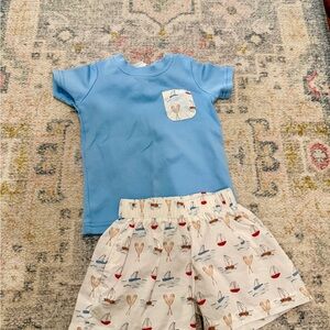 Blue T-Shirt and Printed Shorts Set